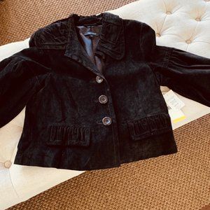 Cropped Black Suede Cocktail Jacket
